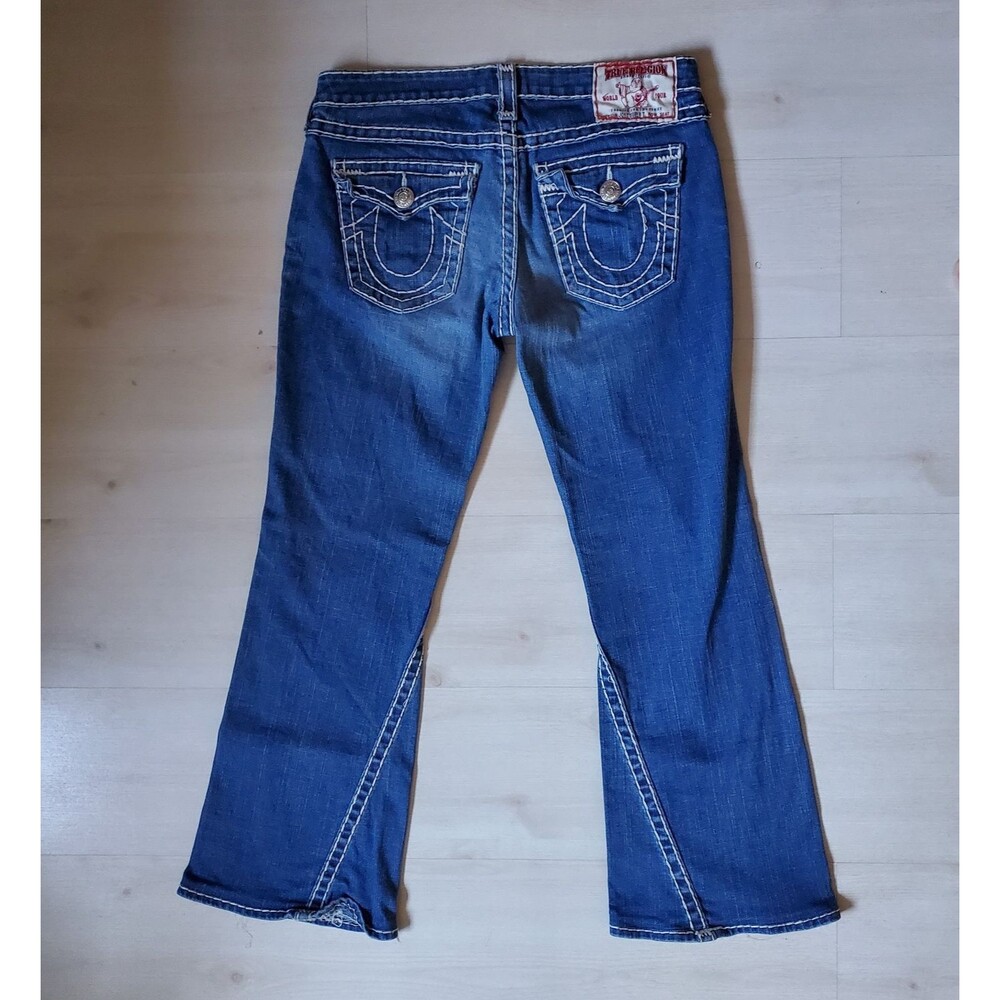True Religion Joey Super T Flare Jeans Sz 32 Button Flap Made in USA Y2K